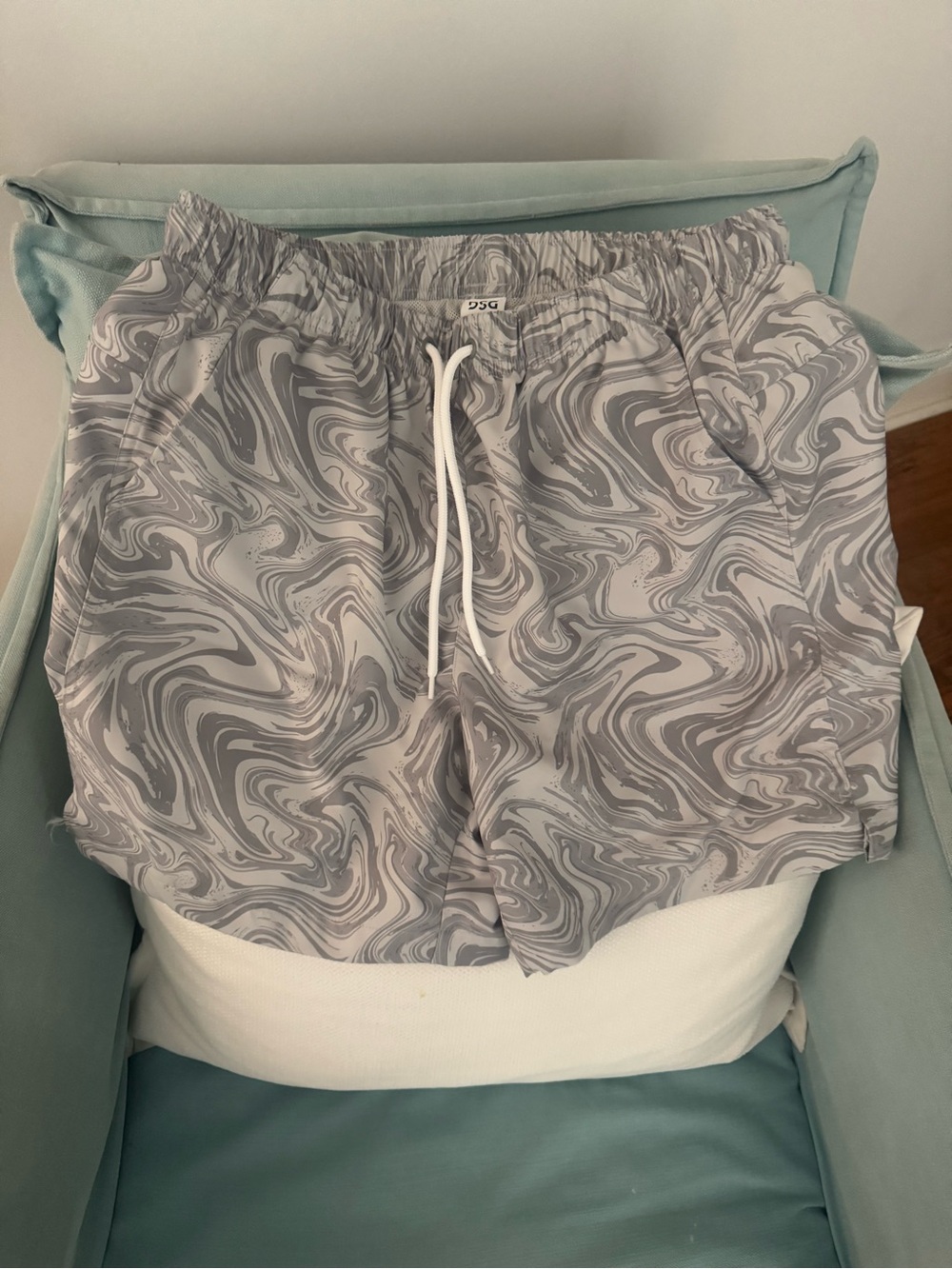 DSG Marble Swirl Drawstring Shorts in Light Gray
